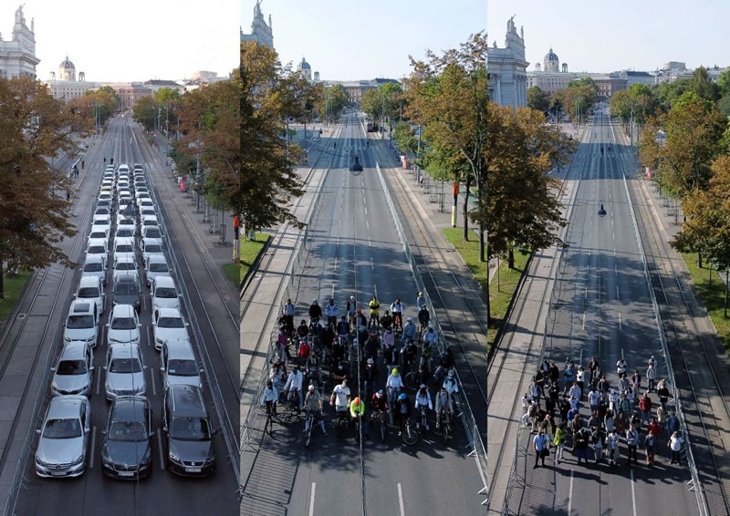 Rakúsko - Viedeň - rozdelenie priestoru vo Viedni - cyklisti - mhd - cyklisti - austria.sk