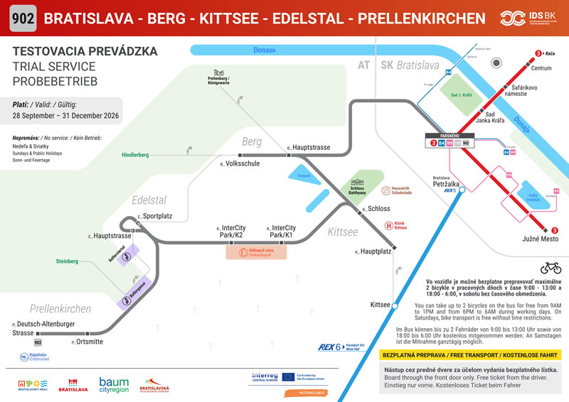 autobus,doprava,do Rakuska,linka 902, zadarmo,skusobna doba,austriask