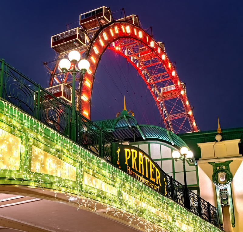 Vieden, Prater, ruské kolo vecerna foto